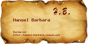 Hansel Barbara névjegykártya